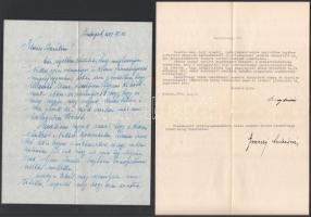 1947-1948 Bartóffy Miklós (1882-1964) vezérőrnagy, hadügyminisztériumi miniszteri biztos, volt katonatárs részére szóló hálálkodó levelek, hogy segített nyugdíj/illetmény ügyek elintézésében, katonatársak levelei vagy azok családtagjaiké, 5 db, ezek közül 3 borítékban. + 1 családi levelezőlap