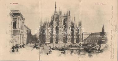Milano Dóm tér, panorámalap, Milan Dome square, panorama card