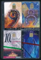 1997-1999 3 db MATÁV börze telefonkártya + 1 db Első Pesti Telefontársaság jubileumi telefonkártya eredeti bontatlan csomagolásában