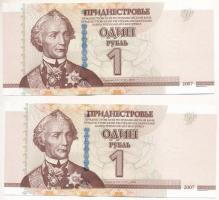 Dnyeszter-menti Köztársaság 2007. 1R (2x) sorszámkövető T:I Transnistria 2007. 1 Ruble (2x) consecutive serials C:UNC Krause P#42