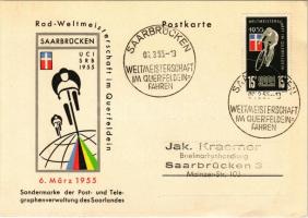 1955 Saarbrücken, Rad-Weltmeisterschaft im Querfeldein - UCI SRB / World Cycling Championship / Kerékpáros Világbajnokság, sport + So. Stpl