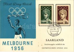 1956 Melbourne, Summer Olympics. First Day Card / Saarland, Sonderausgabe anlässlich der Olympischen Spiele. Philatelie A. Guglberger