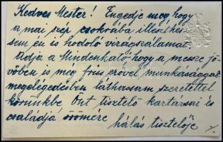 1930.március Martinelli Jenő (1886-1954) szobrászművész autográf gratuláló sorai Kézdi-Kovács László...