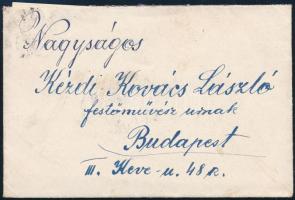 1930.március Martinelli Jenő (1886-1954) szobrászművész autográf gratuláló sorai Kézdi-Kovács László...