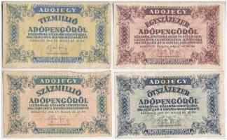 1946. 10.000AP (3x) + 100.000AP (2x) + 500.000AP + 10.000.000AP + 100.000.000AP T:III,III- kis szaka...