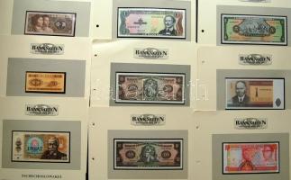Jó világgyűjtemény az 1930-as évektől, 94db klf bankjegy, jobbakkal, mint Belize, Egyesült Arab Emir...