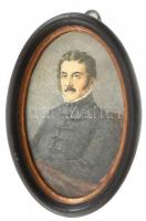 Barabás Reismann Gizella (1893-1985): Fáy András, akvarell, papír, jelzett a hátoldalán, üvegezett keretben, 13×8 cm