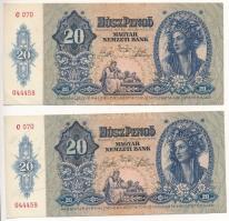 1941. 20P (2x) C070 044458-044459 sorszámkövetők T:III az egyiken ceruzás firka Adamo P12