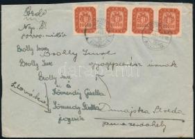 1946 (20. díjszabás) Levél 4 x 20.000 Milpengő bérmentesítéssel Szlovákiába Balatonszárszóról / Cover to Slovakia