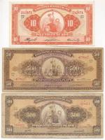 Peru 1958. 10S + 1965. 500S + 1968. 500S T:II-III- Peru 1958. 10 Soles de Oro + 1965. 500 Soles de Oro + 1968. 500 Soles de Oro C:XF-VG