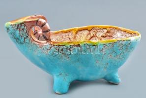 Bodrogkeresztúri kos kaspó, etikettel jelzett, apró hajszál repedés, m: 13 cm