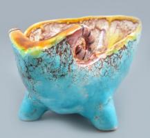 Bodrogkeresztúri kos kaspó, etikettel jelzett, apró hajszál repedés, m: 13 cm