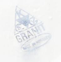 Gránit füles kaspó, fehér fajansz, kopásokkal, jelzett, m: 10, d: 12cm