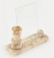 Asztali, márvány fényképtartó, 1db üveggel, kopott, fénykép méret: 14x9cm