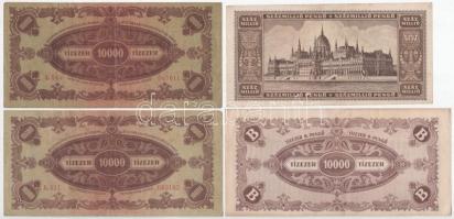 1945. 10.000P (fejjel lefelé ragasztott "MNB" bélyeg) + 10.000P (piros "MNB" bél...