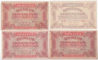 1945. 10.000P (fejjel lefelé ragasztott "MNB" bélyeg) + 10.000P (piros "MNB" bél...