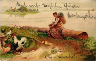 1910 Fröhliche Ostern / Húsvéti üdvözlet, dombornyomott litho / Easter greeting, embossed litho (EK)