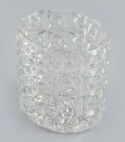 Art deco jégtartó, öntött üveg, kopásnyomokkal, m: 13 cm