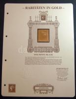 Nagy-Britannia 1840. Fekete 1P modern aranyfóliás kiadásban, ismertető tanúsítvánnyal! Csak 9999db!