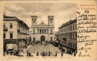 1902 Saint Petersburg, St. Petersbourg, Petrograd; Église Luthérienne de Pierre et Paul / church, shops (fl)
