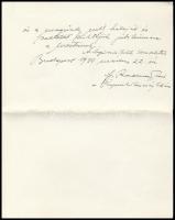 1930. március. 22. ifj. Radnay Rezső, a Kupeczky Társaság titkárának gratuláló levele Kézdi-Kovács L...