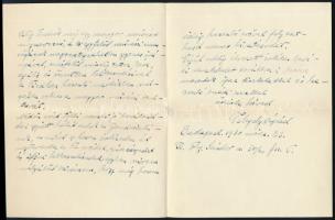 1930. III. 23. Telegdy Árpád, Mezőtelegdi (1871-1931) festő autográf gratuláló levele Kézdi-Kovács L...