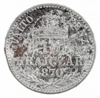 1870KB 10kr Ag Váltó Pénz T:3 patina, ph Adamo M10.1