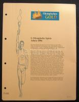 "I. Olimpiai játékok-Athén 1896" 1L-10Dr komplett sor, összesen 12db klf aranyfóliás bélyeg, ismertető tanúsítvánnyal! Csak 4999db!