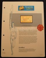 "I. Olimpiai játékok-Athén 1896" 1L-10Dr komplett sor, összesen 12db klf aranyfóliás bélye...