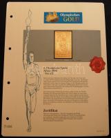 "I. Olimpiai játékok-Athén 1896" 1L-10Dr komplett sor, összesen 12db klf aranyfóliás bélye...