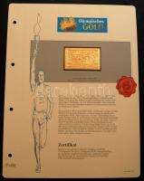 "I. Olimpiai játékok-Athén 1896" 1L-10Dr komplett sor, összesen 12db klf aranyfóliás bélye...