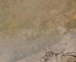 Ezüst (Ag) kínálótál, kora szecessziós plasztikus virágdíszekkel, jelzett, nettó: 880g. 32X33cm, Béc...