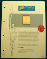 "IX. Olimpiai játékok-Amszterdam 1928" 1 1/2c-30c komplett sor, összesen 8db klf aranyfóli...