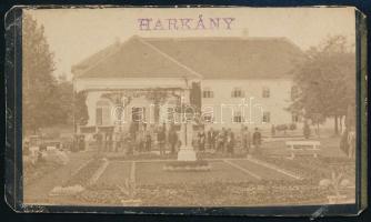 cca 1880-1900 Harkány, Gyógyterem, keményhátú fotó Exner műterméből, sérült hátlap, 6×10 cm