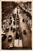 1928 London, Kingsway from Bush House, sutomobiles, buses, tramway station (EK)