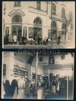 1951 Kaposvári Földmíves Szövetkezet üzlete, külső homlokzat és belső tere, 2 db fotólap, Varró Ferenc műterméből, felületén törésnyomok, 9×13 cm