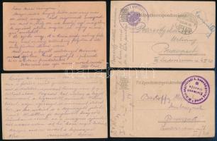 cca 1915-1918 Bartóffy Miklós (1882-1964) százados, későbbi vezérőrnagy, az 1. honvéd gyalogezred tisztjének első világháborús levelezése leányával, Bartóffy Margittal (Manci, 1905-1998), 23 db saját kézzel írt tábori postai levelezőlap és 1 levél borítékban, bélyegzésekkel.