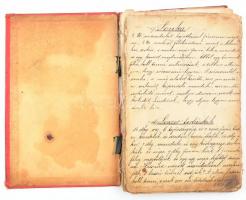 cca 1920-1930 Kézzel írt receptgyűjtemény, több mint 200 recepttel, viseltes, szétvált vászonborítású füzetben