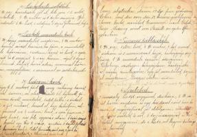 cca 1920-1930 Kézzel írt receptgyűjtemény, több mint 200 recepttel, viseltes, szétvált vászonborítás...