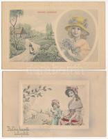 4 db RÉGI húsvéti üdvözlő képeslap / 4 pre-1945 Easter greeting postcards