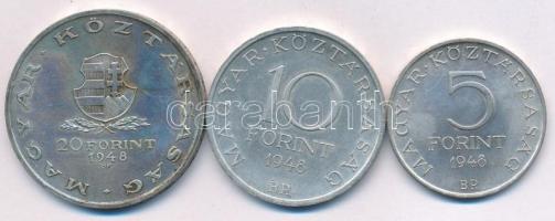 1948. 5Ft Ag "Petőfi" + 10Ft Ag "Széchenyi" + 20Ft Ag "Táncsics" "...