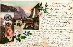 1900 Lauterbrunnen, general view, folklore. Floral (fl)