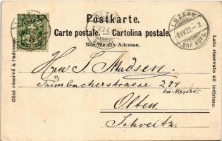 1900 Lucerne, Luzern; Pilatus mit Gütsch / mountain, castle (surface damage)