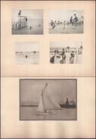 1923 Siófoki életképek, hajó, fürdőzők, stb., 11 db fotó albumlapon