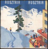 cca. 1930 Ausztriai télisport, fekete-fehér fényképekkel, prospektus. Félbe hajtva.