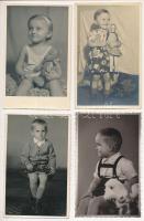 4 db RÉGI fotó: gyermekek és játékaik / 4 pre-1945 photos: children, toys