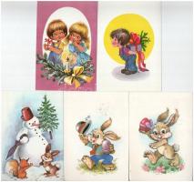 8 db MODERN grafikai motívum képeslap Füzesi Zsuzsa rajzaival / 8 modern graphic motive postcards, s...