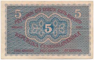 Csehszlovákia 1919. 5K T:III
Czechoslovakia 1919. 5 Korun C:F
Krause P#7