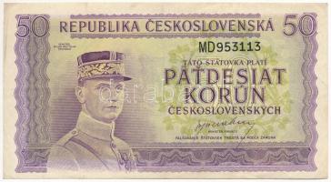 Csehszlovákia 1945-1948. 50K MD953113 T:III szép papír Czechoslovakia 1945-1948. 50 Korun MD953113 C:F fine paper  Krause P#62