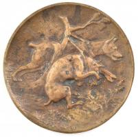 Figurális, bronz tálka, kopott, d: 14 cm